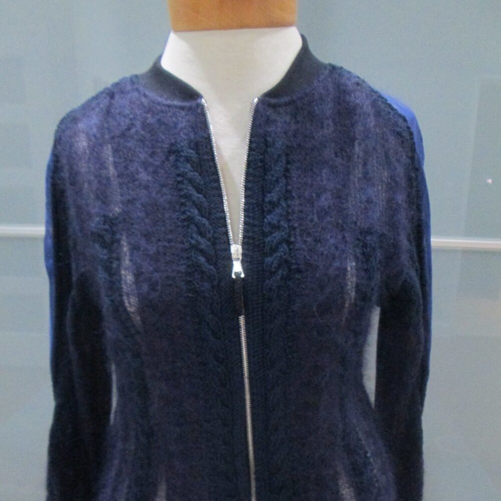 Risto Cable Knit Mohair Silk Wool Zip Through Sweater